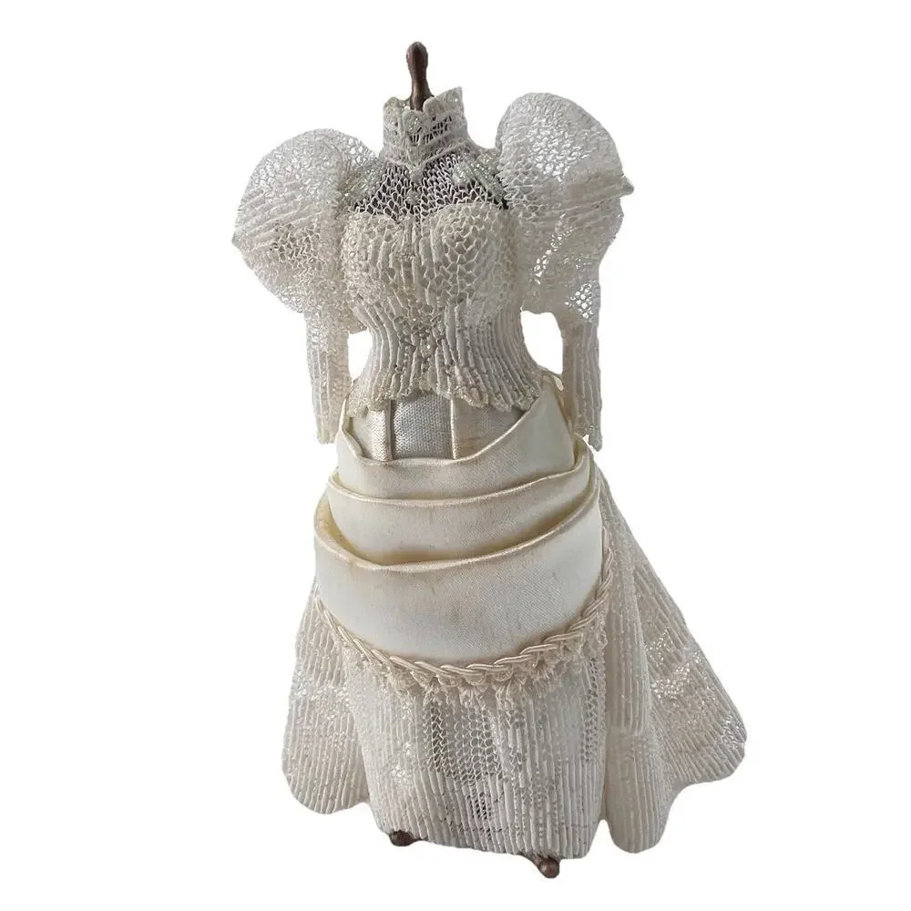 Vintage Victorian Wedding Dress on Mannequin Dollhouse Miniature